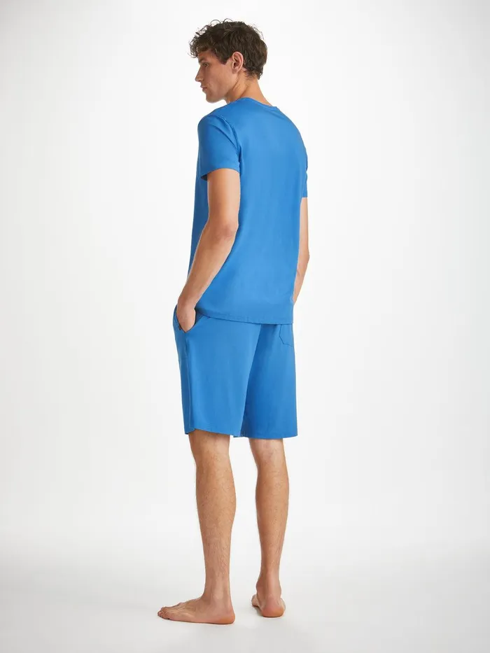 Derek Rose Lounge Shorts Basel Micro Modal Stretch Azure Blue Men Lounge Shorts