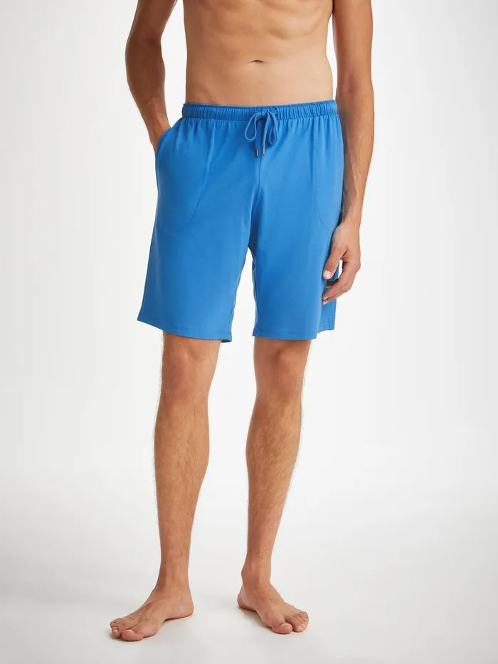 Derek Rose Lounge Shorts Basel Micro Modal Stretch Azure Blue Men Lounge Shorts