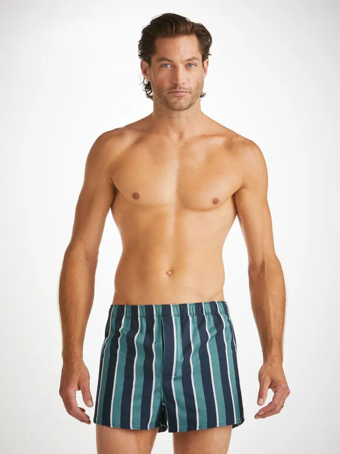 Derek Rose Modern Fit Boxers Royal 221 Cotton Teal Men Modern Fit Boxer Shorts Derek Rose Modern Fit Boxers Royal 221 Cotton Teal Men Modern Fit Boxer Shorts