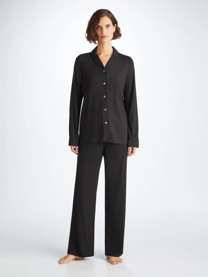 Derek Rose Pajamas Lara Micro Modal Stretch Black Women Jersey Pajamas