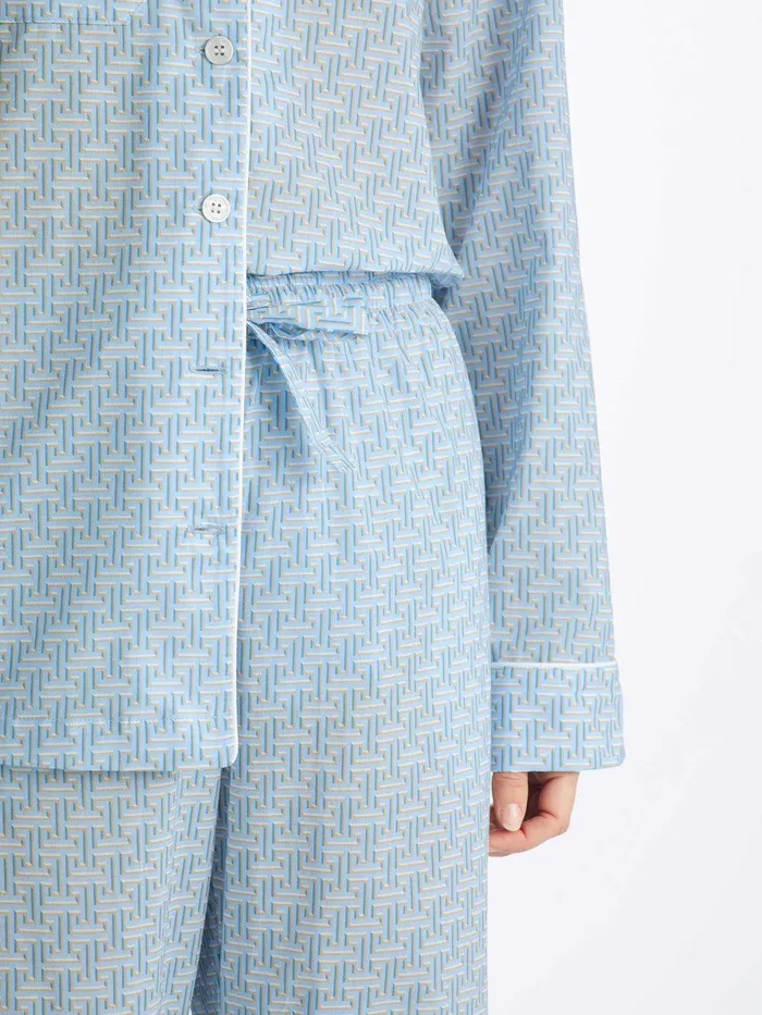 Derek Rose Pajamas Ledbury 72 Cotton Batiste Blue Women Cotton Pajamas