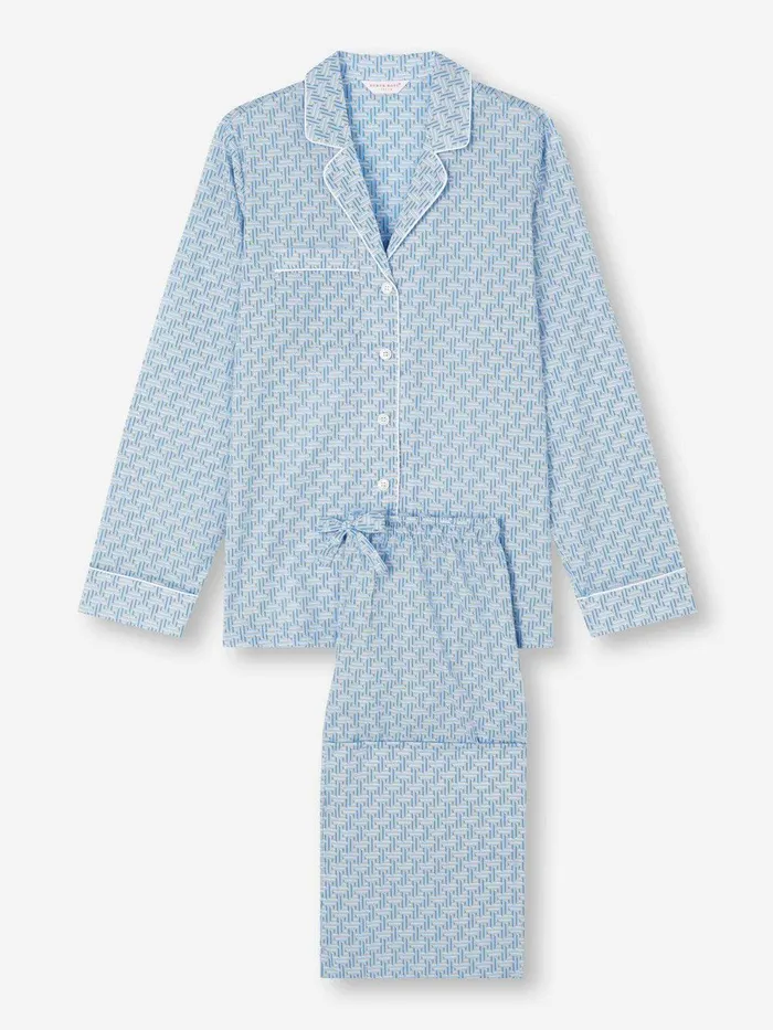 Derek Rose Pajamas Ledbury 72 Cotton Batiste Blue Women Cotton Pajamas