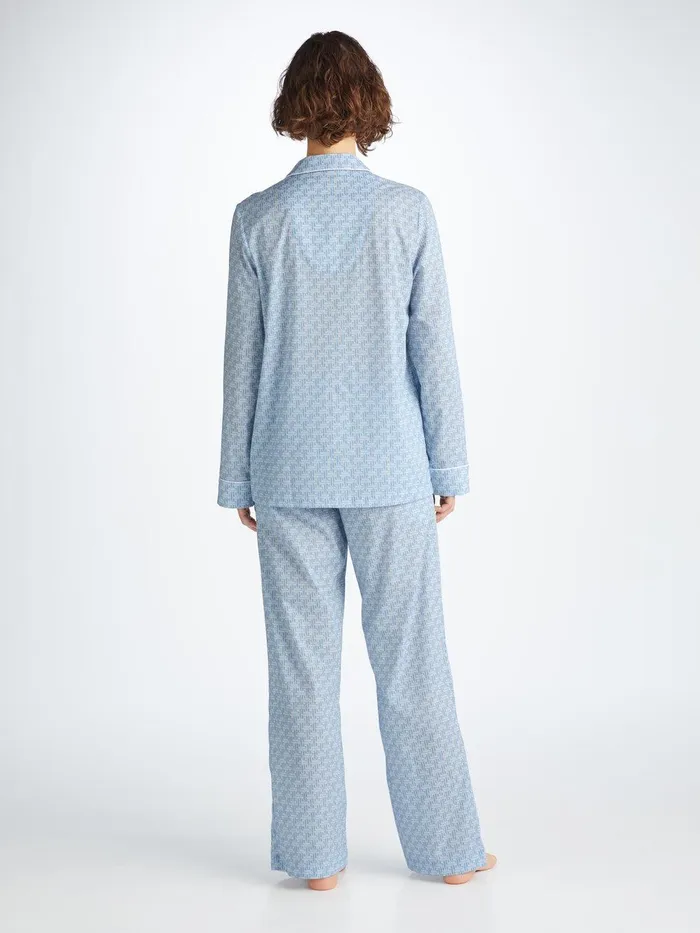 Derek Rose Pajamas Ledbury 72 Cotton Batiste Blue Women Cotton Pajamas
