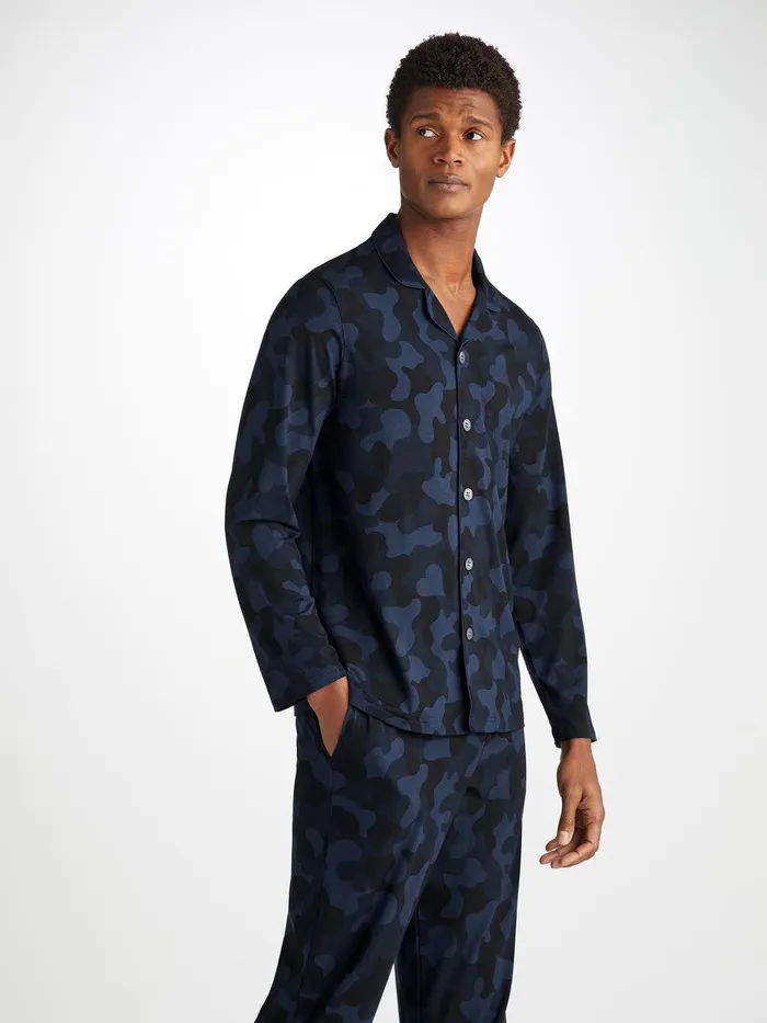 Derek Rose Pajamas London 11 Micro Modal Navy Men Jersey Pajamas