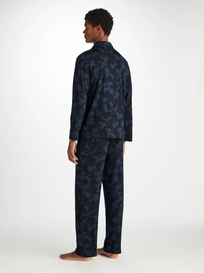 Derek Rose Pajamas London 11 Micro Modal Navy Men Jersey Pajamas