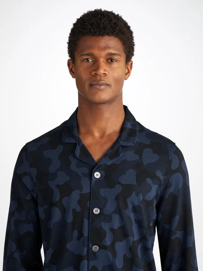 Derek Rose Pajamas London 11 Micro Modal Navy Men Jersey Pajamas
