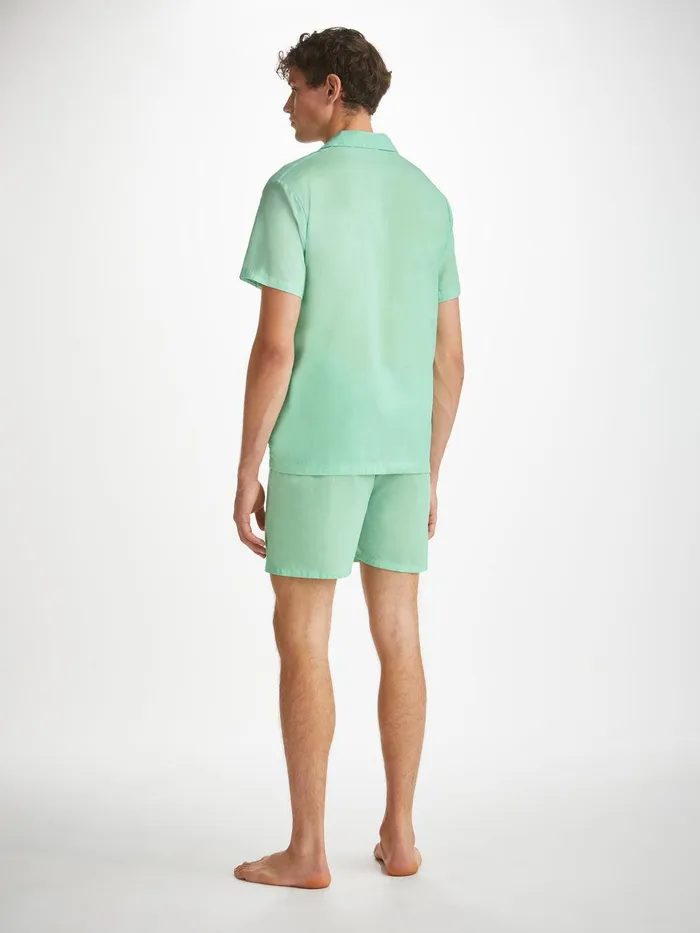 Derek Rose Short Pajamas Amalfi 1 Cotton Batiste Mint Men Cotton Pajamas