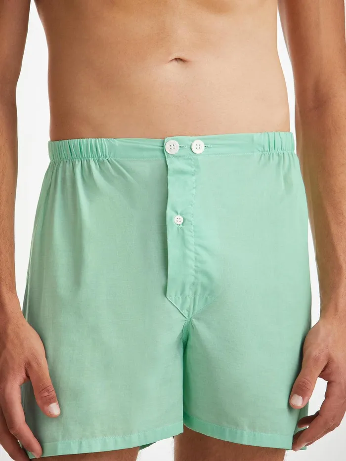 Derek Rose Short Pajamas Amalfi 1 Cotton Batiste Mint Men Cotton Pajamas