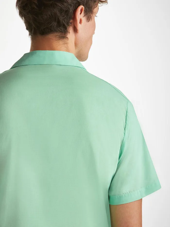 Derek Rose Short Pajamas Amalfi 1 Cotton Batiste Mint Men Cotton Pajamas