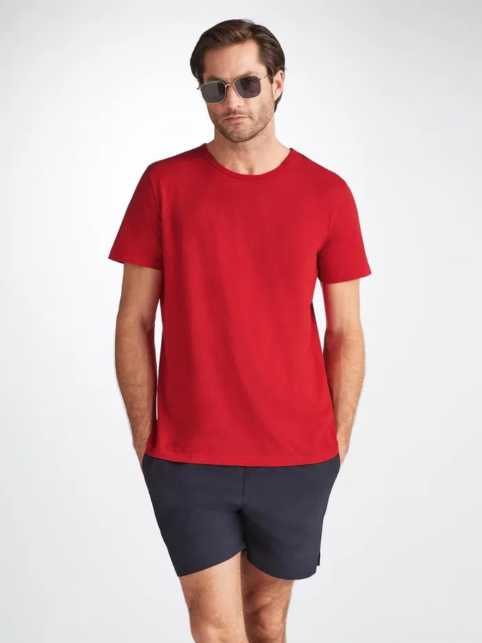 Derek Rose Short Sleeve TShirt Riley 2 Pima Cotton Red Men Short Sleeve TShirts Derek Rose Short Sleeve TShirt Riley 2 Pima Cotton Red Men Short Sleeve TShirts