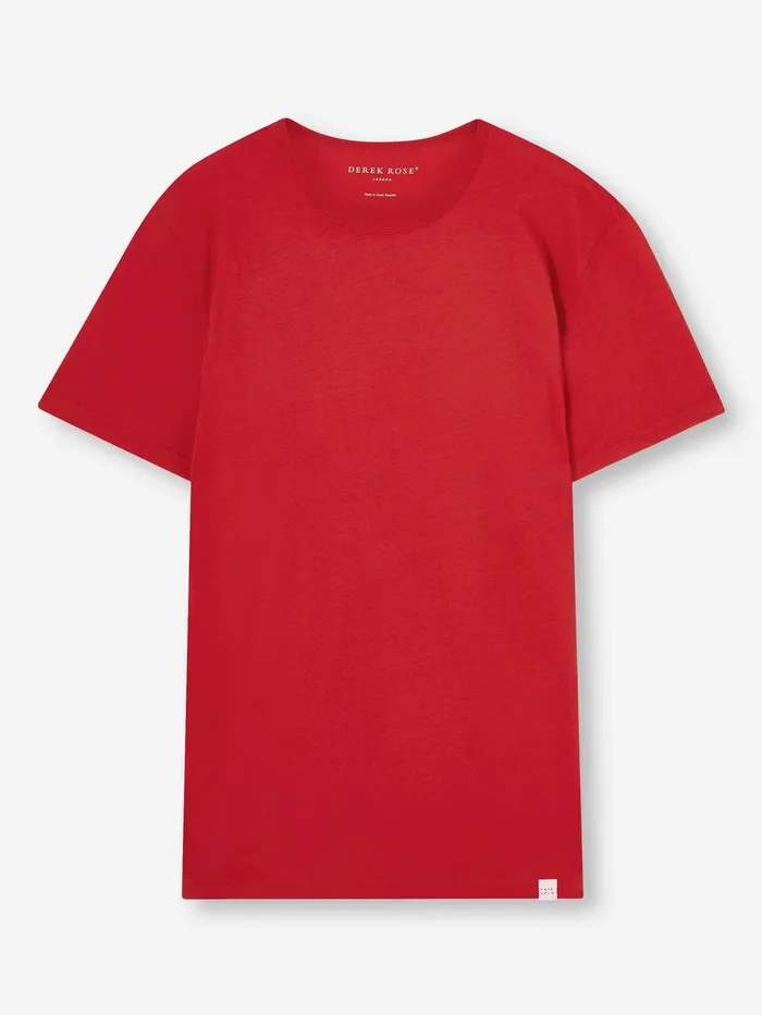 Derek Rose Short Sleeve TShirt Riley 2 Pima Cotton Red Men Short Sleeve TShirts