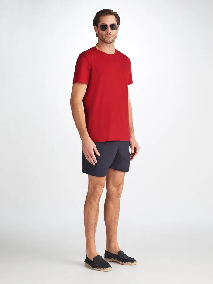 Derek Rose Short Sleeve TShirt Riley 2 Pima Cotton Red Men Short Sleeve TShirts