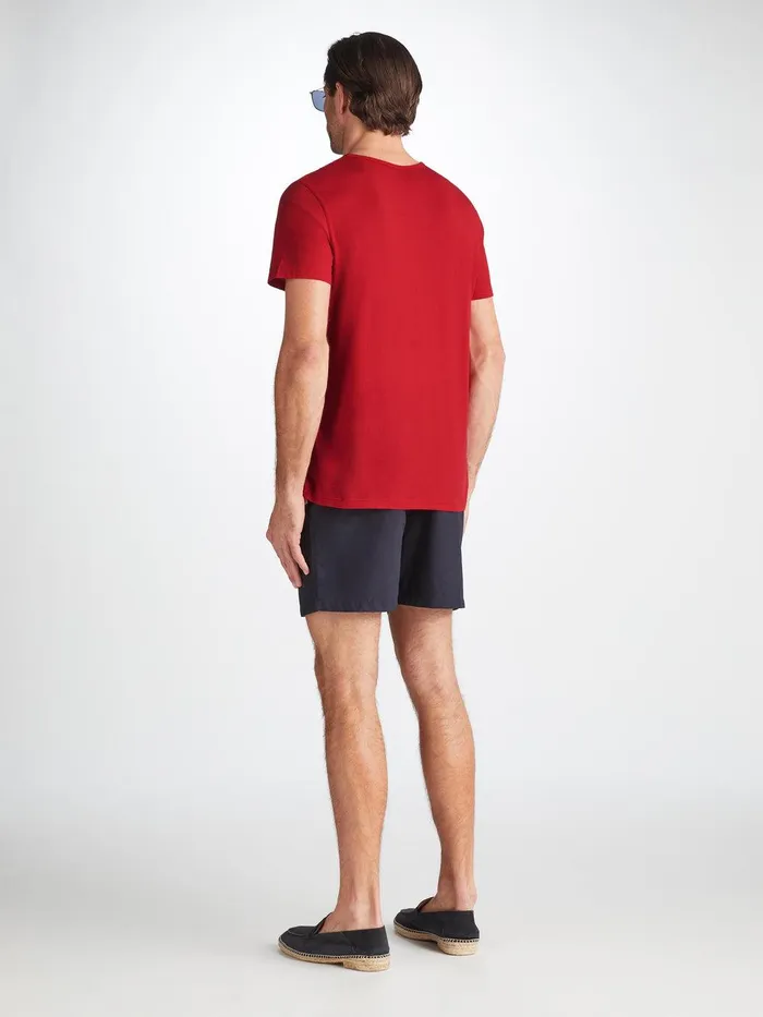 Derek Rose Short Sleeve TShirt Riley 2 Pima Cotton Red Men Short Sleeve TShirts