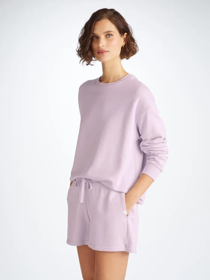 Derek Rose Sweat Shorts Quinn Cotton Modal Lilac Women Casual Shorts
