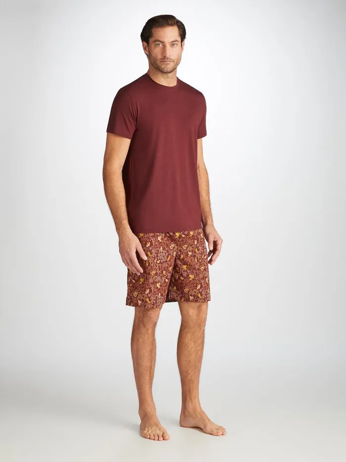 Derek Rose TShirt Basel Micro Modal Stretch Burgundy Men Short Sleeve TShirts Derek Rose TShirt Basel Micro Modal Stretch Burgundy Men Short Sleeve TShirts