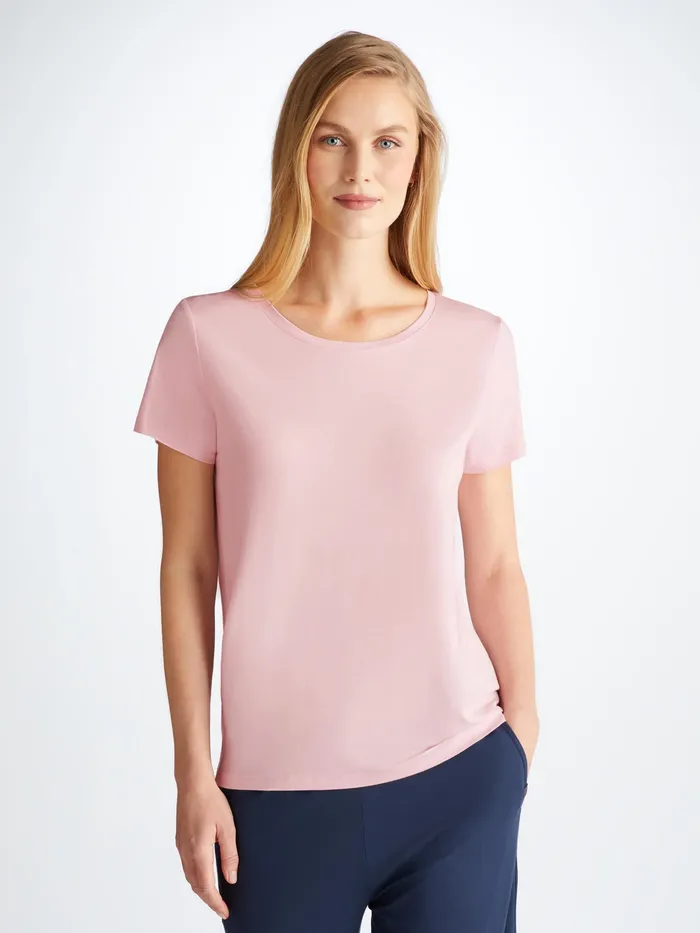 Derek Rose TShirt Lara Micro Modal Stretch Pink Women Short Sleeve TShirts