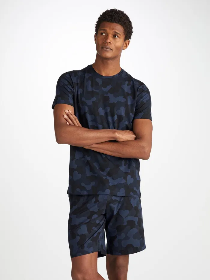 Derek Rose TShirt London 11 Micro Modal Navy Men Short Sleeve TShirts
