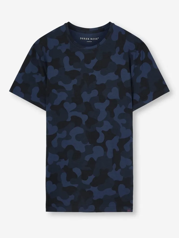 Derek Rose TShirt London 11 Micro Modal Navy Men Short Sleeve TShirts
