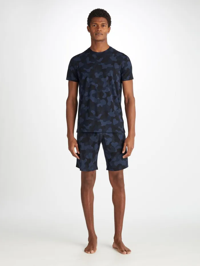 Derek Rose TShirt London 11 Micro Modal Navy Men Short Sleeve TShirts