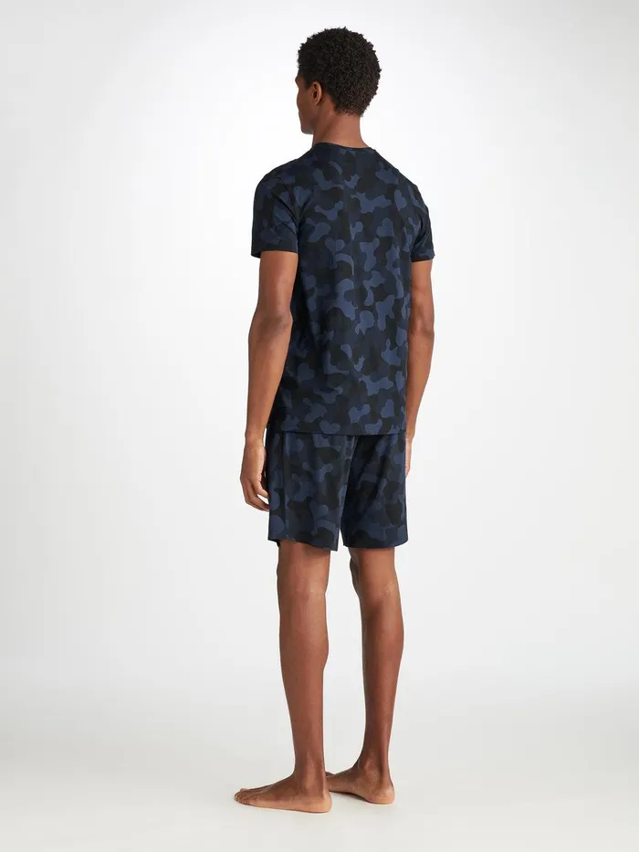 Derek Rose TShirt London 11 Micro Modal Navy Men Short Sleeve TShirts
