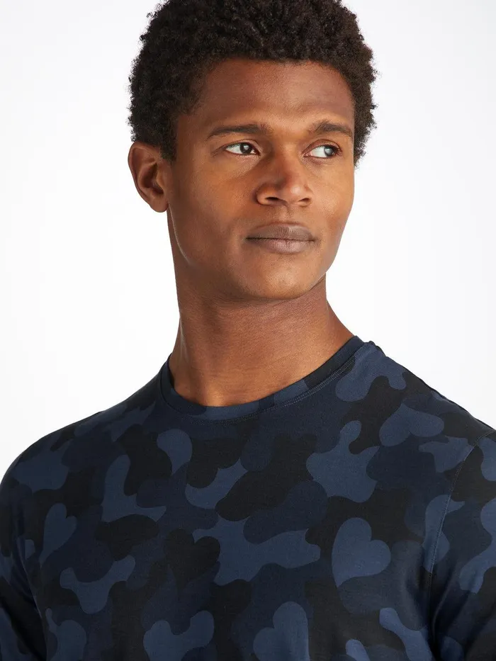 Derek Rose TShirt London 11 Micro Modal Navy Men Short Sleeve TShirts