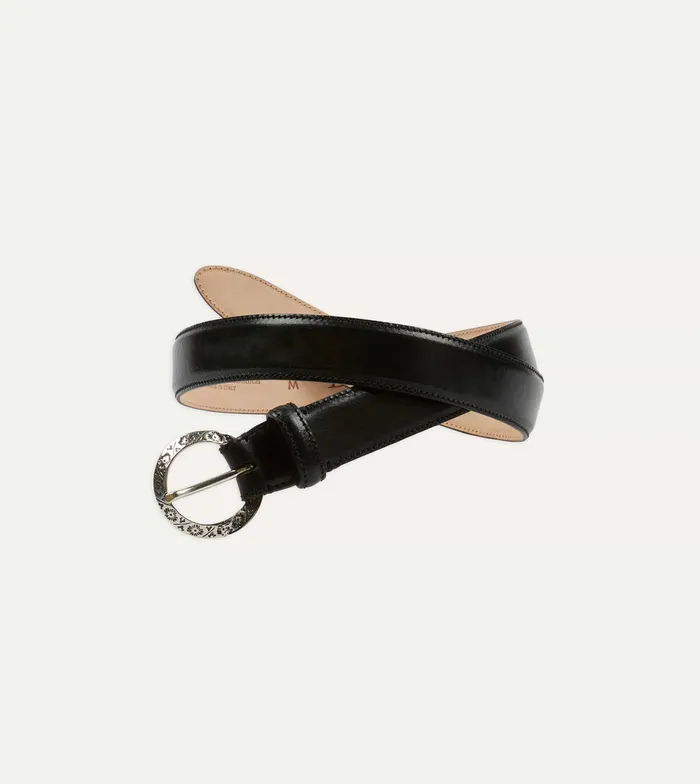 Drake039s Black Bridle Calf Leather Western Belt Men Belts