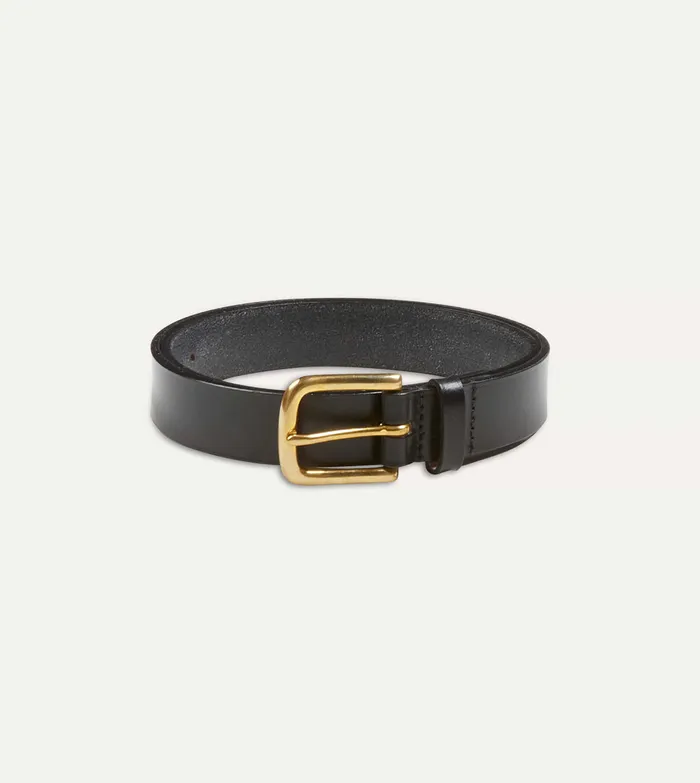 Drake039s Black Unlined Bridle Leather Belt With Brass Buckle Men Belts