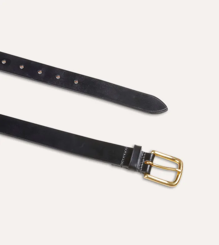 Drake039s Black Unlined Bridle Leather Belt With Brass Buckle Men Belts Drake039s Black Unlined Bridle Leather Belt With Brass Buckle Men Belts