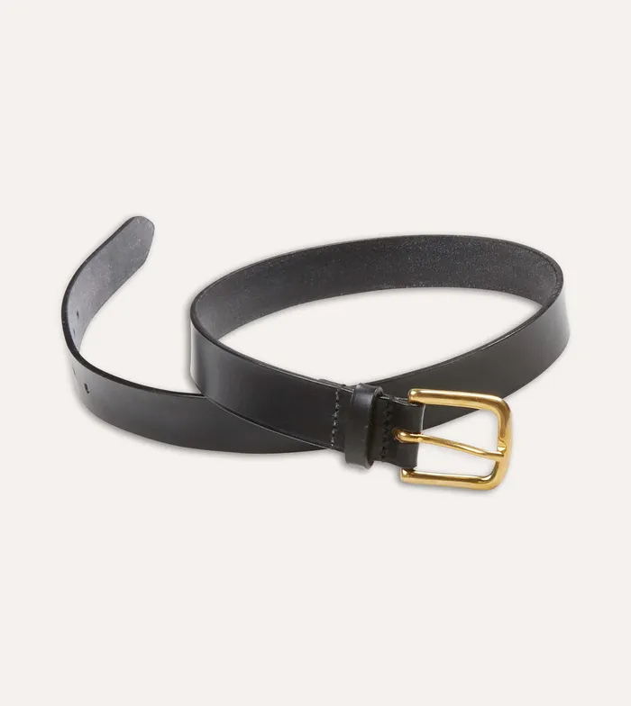 Drake039s Black Unlined Bridle Leather Belt With Brass Buckle Men Belts Drake039s Black Unlined Bridle Leather Belt With Brass Buckle Men Belts