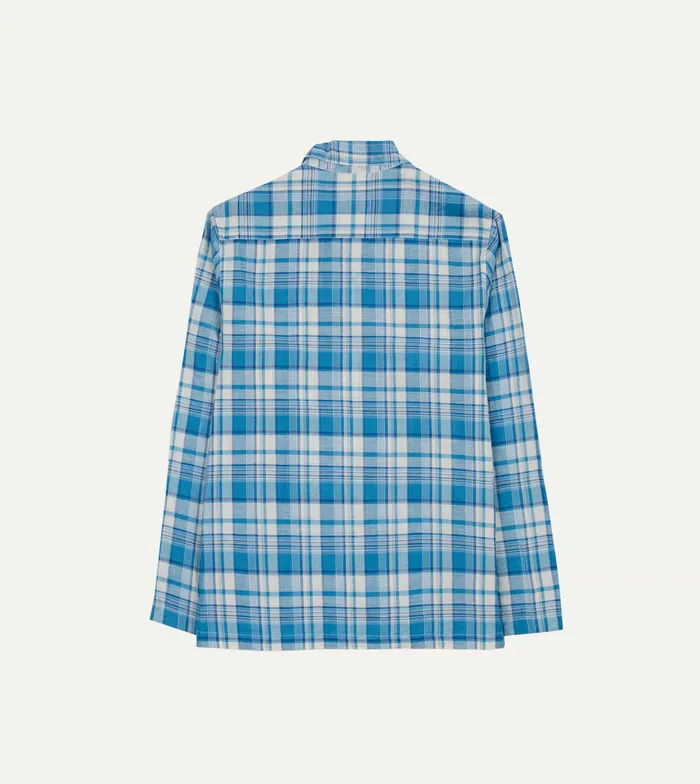 Drake039s Blue Madras Check Linen Smock Shirt Men Popover Shirts