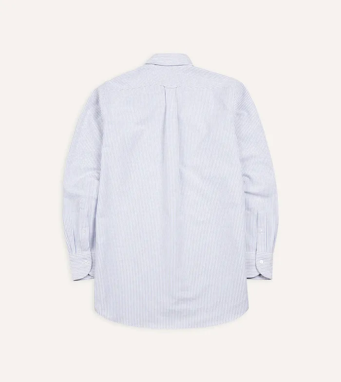 Drake039s Blue Ticking Stripe Cotton Oxford Cloth ButtonDown Shirt Men Formal Shirts