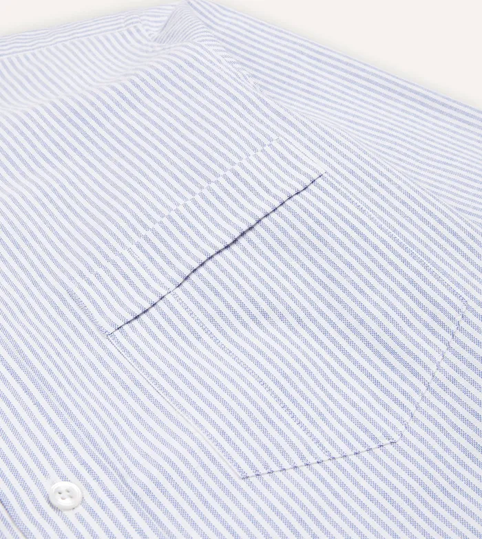 Drake039s Blue Ticking Stripe Cotton Oxford Cloth ButtonDown Shirt Men Formal Shirts