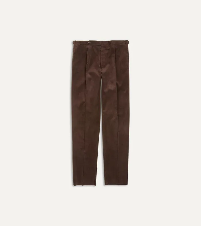 Drake039s Brown MidWale Corduroy Single Pleat Trouser Men Trousers