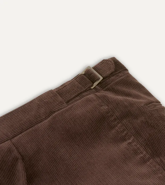 Drake039s Brown MidWale Corduroy Single Pleat Trouser Men Trousers