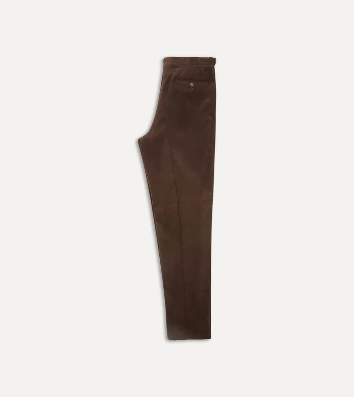 Drake039s Brown MidWale Corduroy Single Pleat Trouser Men Trousers