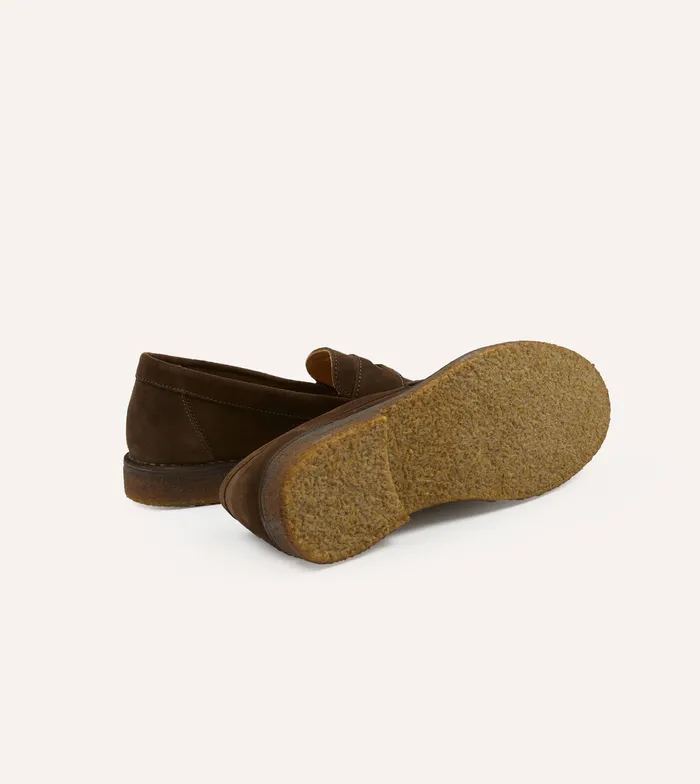 Drake039s Brown Suede Canal Penny Loafer With Crepe Sole Men Loafers