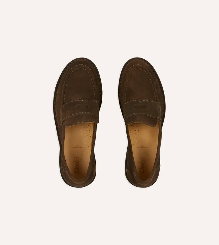 Drake039s Brown Suede Canal Penny Loafer With Crepe Sole Men Loafers