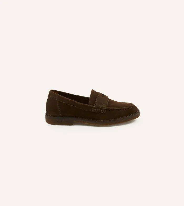 Drake039s Brown Suede Canal Penny Loafer With Crepe Sole Men Loafers