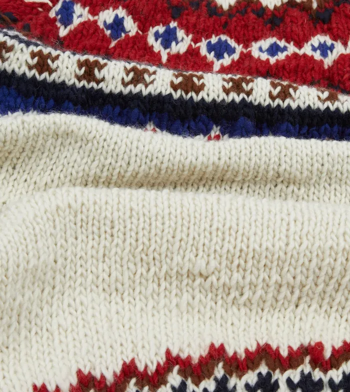 Drake039s Chamula For Ecru And Red Fairisle Merino Jumper Men Knitwear