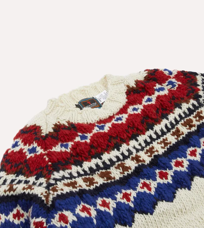 Drake039s Chamula For Ecru And Red Fairisle Merino Jumper Men Knitwear