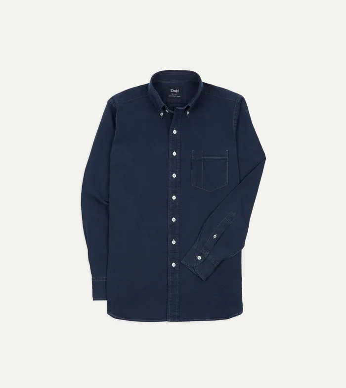 Drake039s Dark Blue Cotton Chambray ButtonDown Shirt Men Denim and Chambray Shirts Drake039s Dark Blue Cotton Chambray ButtonDown Shirt Men Denim and Chambray Shirts