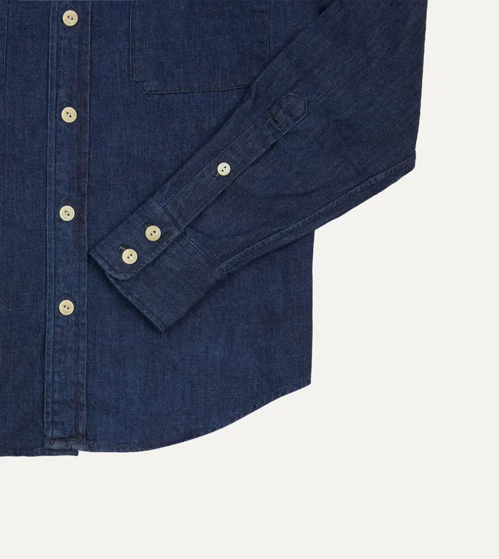 Drake039s Indigo Rinse Denim TwoPocket Western Shirt Men Denim