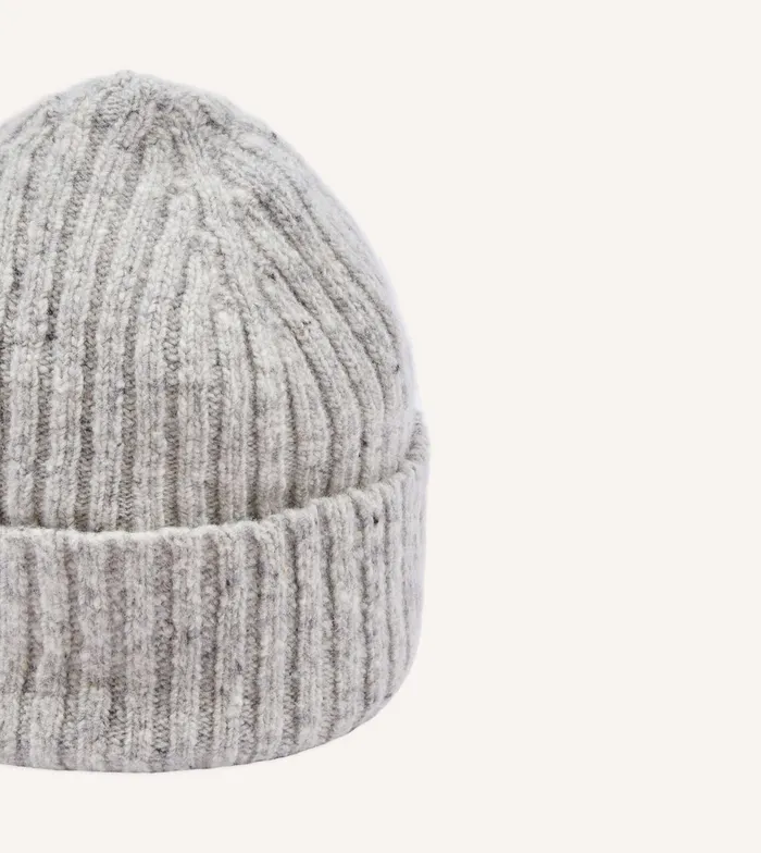 Drake039s Light Grey Donegal Ribbed Merino Knit Cap Men Hats