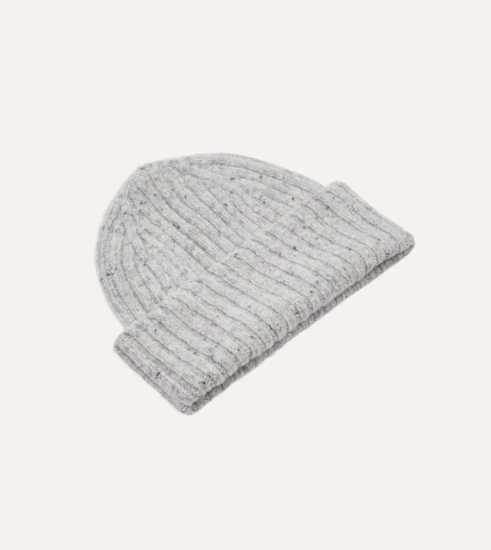 Drake039s Light Grey Donegal Ribbed Merino Knit Cap Men Hats