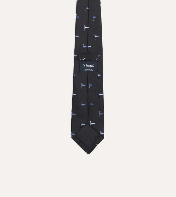 Drake039s Navy Blue Pennant Motif Silk Tipped Tie Men Patterned Ties