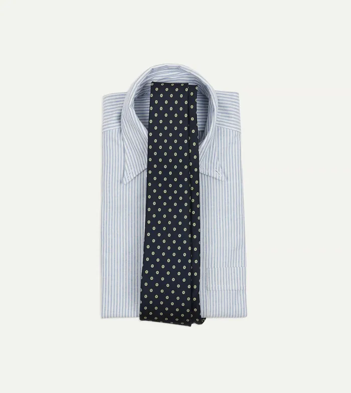 Drake039s Navy Circular Dot Silk Self Tipped Tie Men Patterned Ties
