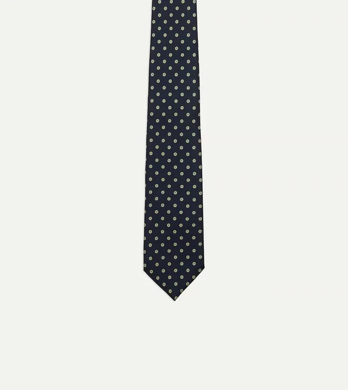 Drake039s Navy Circular Dot Silk Self Tipped Tie Men Patterned Ties