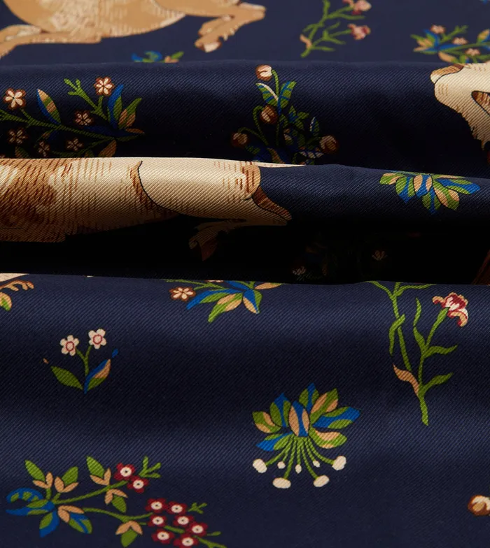 Drake039s Navy Unicorn Print Tubular Silk Tasselled Scarf Men Scarves