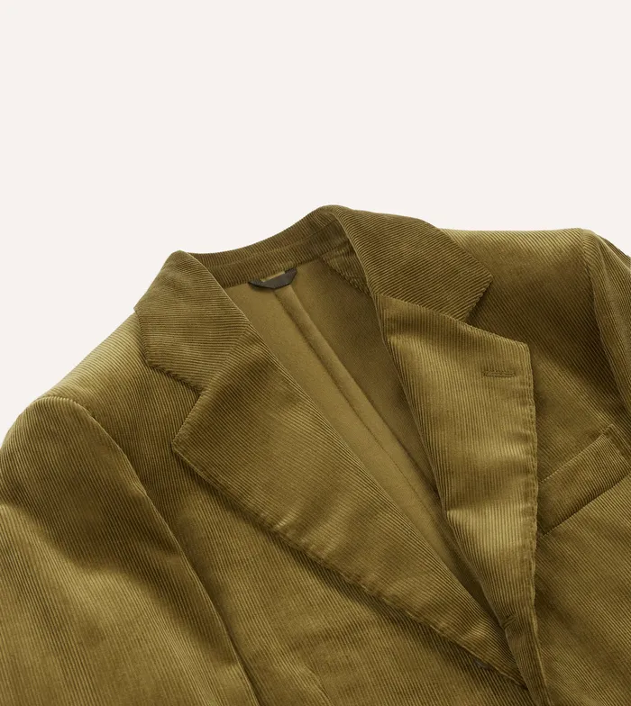 Drake039s Olive Green MidWale Cotton Corduroy TailoredJacket Men Suits