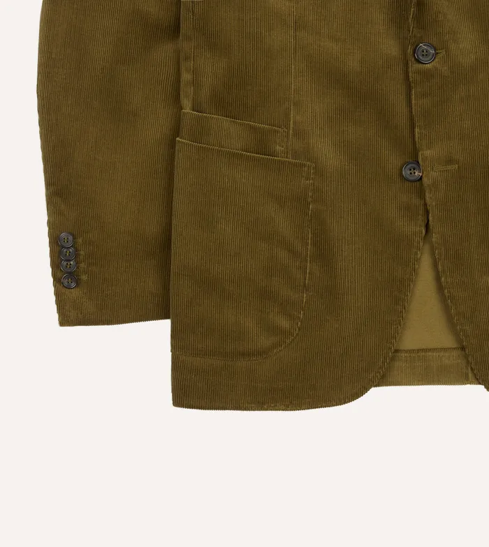 Drake039s Olive Green MidWale Cotton Corduroy TailoredJacket Men Suits